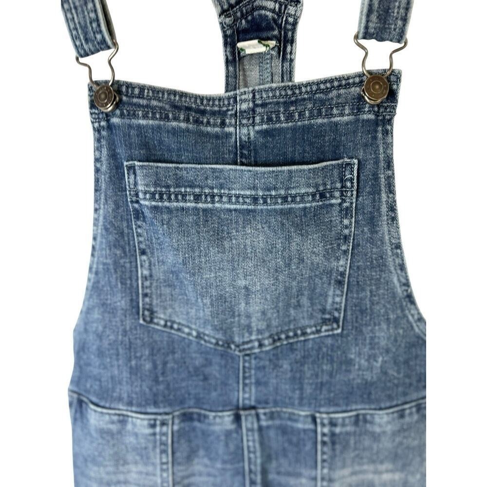 Aerie Denim Bib Shortalls Floral Embroidered Pocket Size Small Romper Casual - Picture 5 of 5